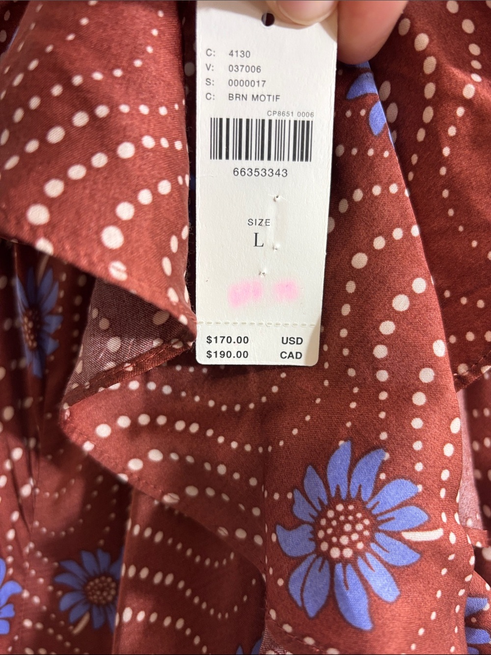 ANTHROPOLOGIE ruffle wrap midi dress brown motif - Picture 12 of 12